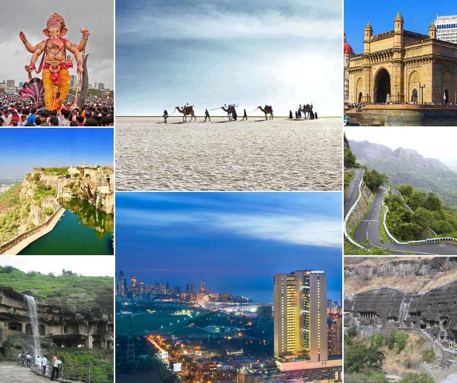 West India featuring Mumbai skyline, Thar desert, and Gateway of India
